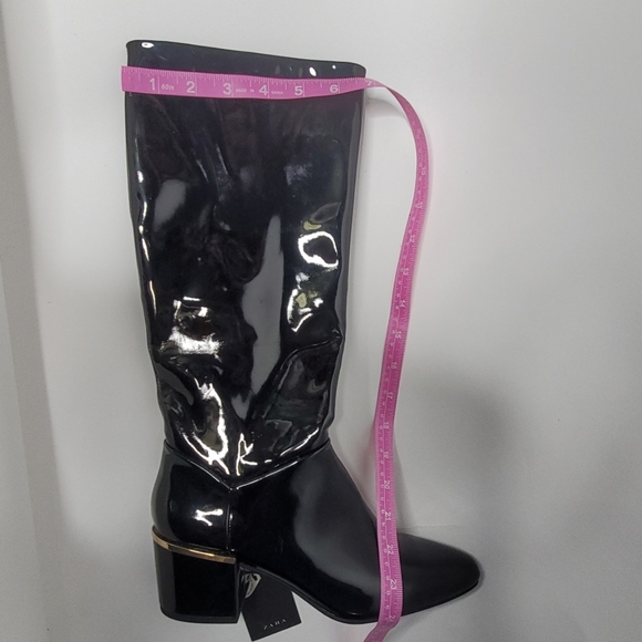 SOLD!!!!ZARA NEW LACQUERED BLACK LUXURY BOOTS 37.5 - Picture 6 of 8
